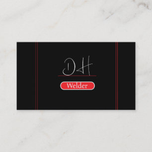 Black & Red Monogram Professional Metal Welding  Business Card