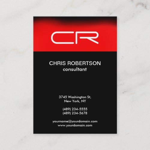 Black Red Monogram Unique Modern Business Card