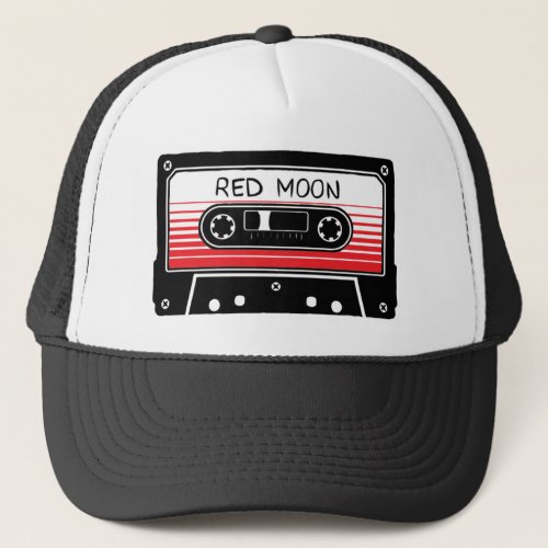 black RED moon cassette hat