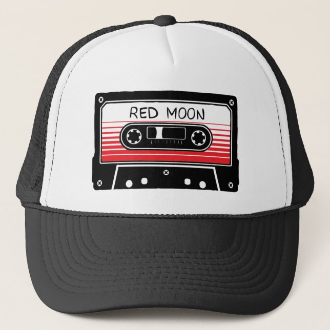 black RED moon cassette hat (Front)