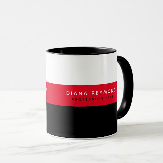black red mug with name and profession (Front Right)
