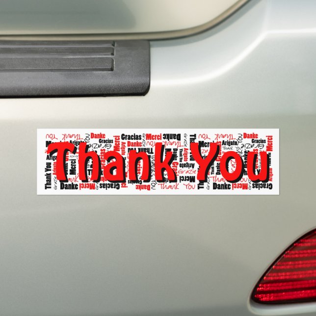 Black Red Multilingual Thank You Collage Template Bumper Sticker (On Car)