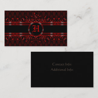 Black & Red Ornate Gothic Monogrammed Business Card