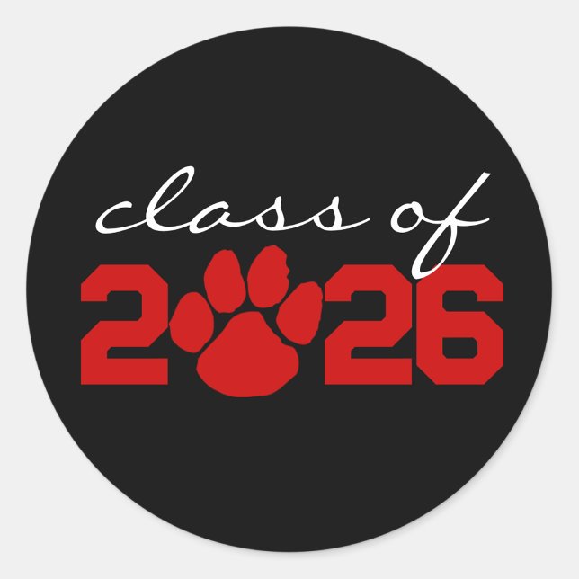 Black & Red Paw Print Graduation Stickers (Matching Envelopes, Return Address Labels & Envelope Seals)