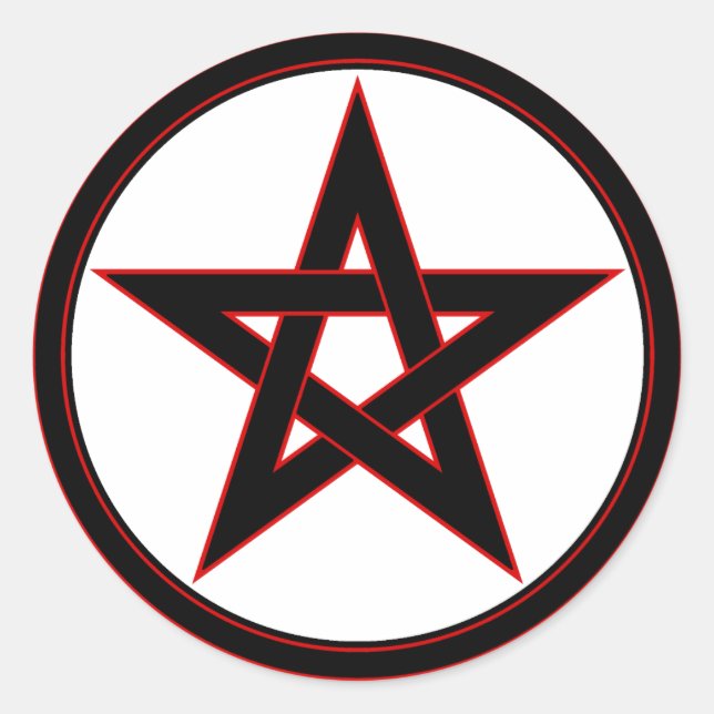 Black & red pentacle classic round sticker (Front)