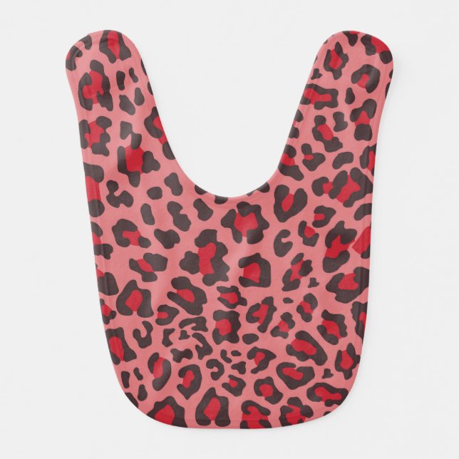 Black, Red, Pink Leopard Print Bib (Front)