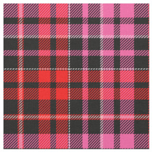 Black Red Pink Plaid Tartan Design  Fabric