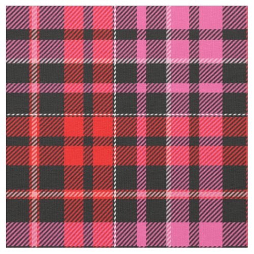 Black Red Pink Plaid Tartan Design  Fabric