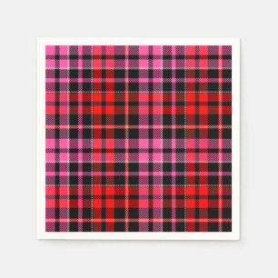 Black Red Pink Plaid Tartan Design  Napkins