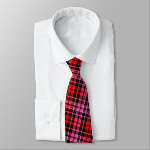 Black Red Pink Plaid Tartan Design  Neck Tie