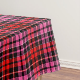 Black Red Pink Plaid Tartan Design  Tablecloth