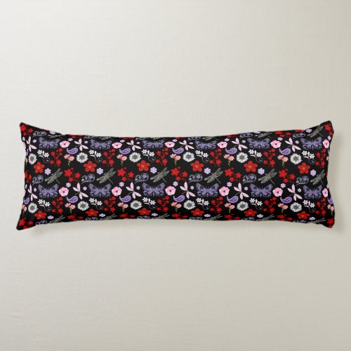 Black Red Pink Purple Dragonflies Butterfly Body Pillow