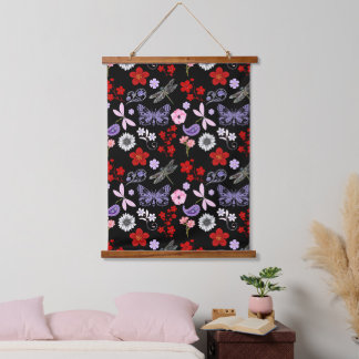 Black, Red, Pink, Purple, Dragonflies Butterfly Hanging Tapestry