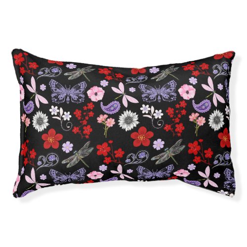 Black Red Pink Purple Dragonflies Butterfly Pet Bed