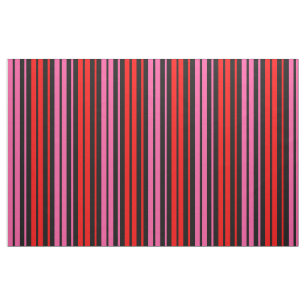 Black Red Pink Vertical Stripes Design Classic  Fabric