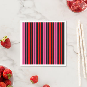 Black Red Pink Vertical Stripes Design Classic Napkins