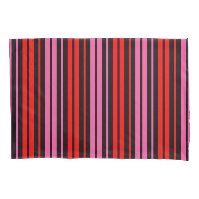 Black Red Pink Vertical Stripes Design Classic  Pillow Case (Front)