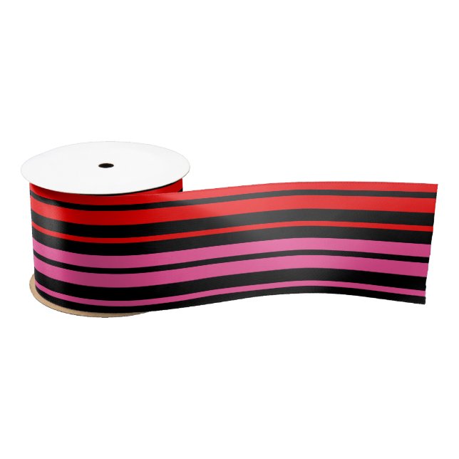 Black Red Pink Vertical Stripes Design Classic  Satin Ribbon (Spool)