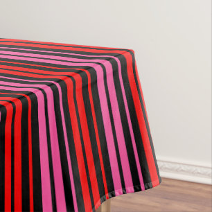 Black Red Pink Vertical Stripes Design Classic  Tablecloth