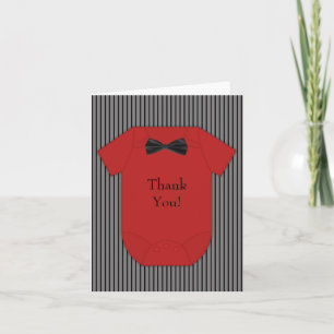 Black Red Pinstripe Baby Boy Thank You Cards