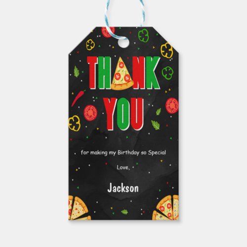 Black  Red Pizza Gift Tags
