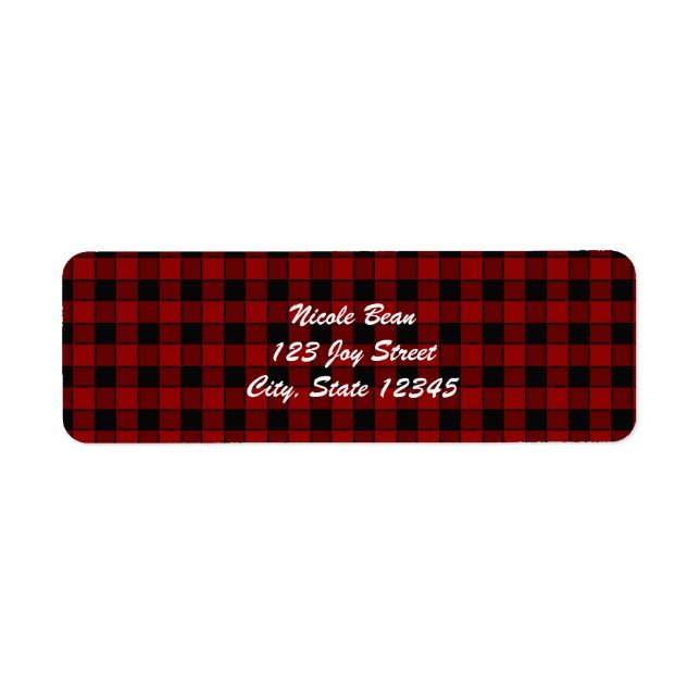 Black & Red Plaid 2 Checkered Address Labels (Front)