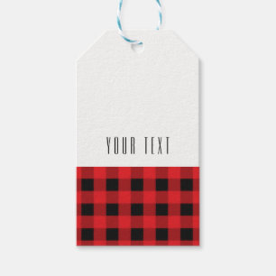 Black Red Plaid Buffalo Checker Pattern Modern Gift Tags