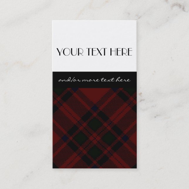 Black & Red Plaid Business Card (Front)