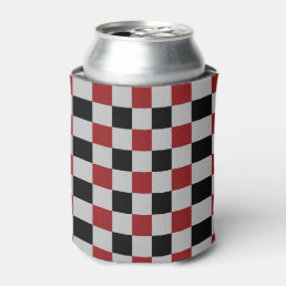 Black Red Plaid Check Can Cooler Sports Design