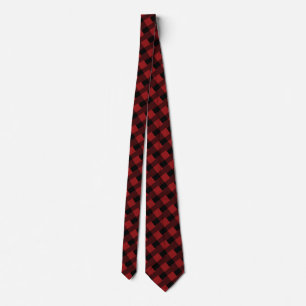 Black Red Plaid Check Neck Tie - Modern