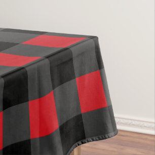 Black Red Plaid Check Tablecloth