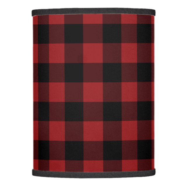 Black & Red Plaid Checked - Lamp Shade (Front)
