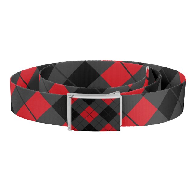 Black & Red Plaid Checked - Modern Belt (Coil)