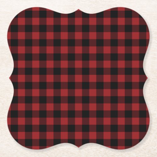Black  Red Plaid Checked Paper Coaster