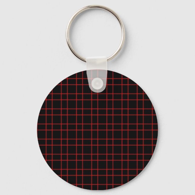 Black Red Plaid Keychain (Front)