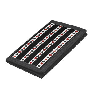 Black Red Playing Card Shapes Tri-fold Wallet