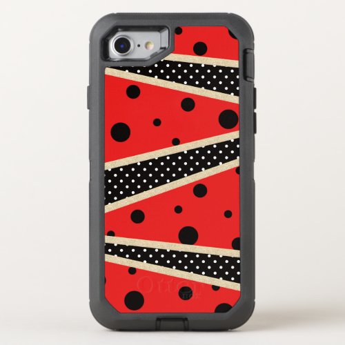 Black Red Polka Dot Line OtterBox Defender iPhone SE87 Case