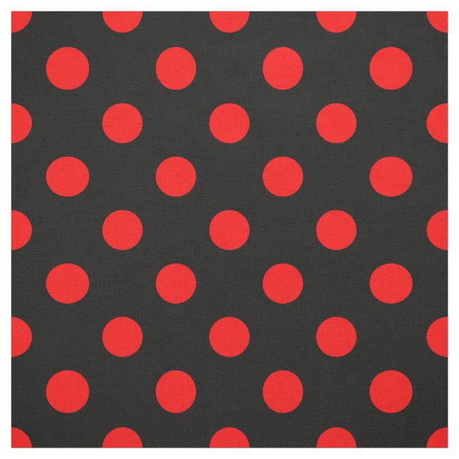 Black Red Polka Dots Design  Fabric (Swatch)