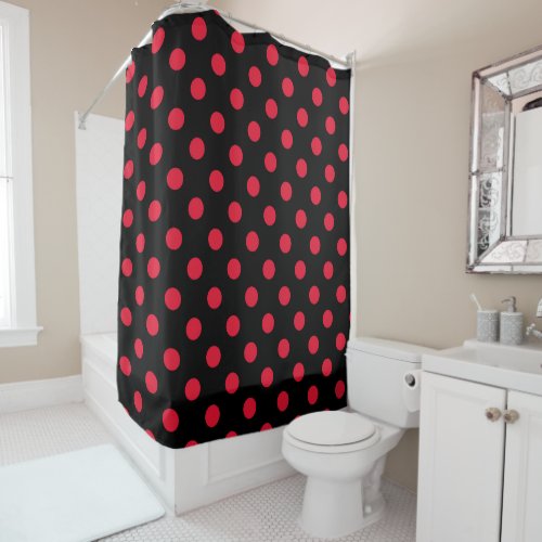 Black  Red Polka Dots Dot Shower Curtain
