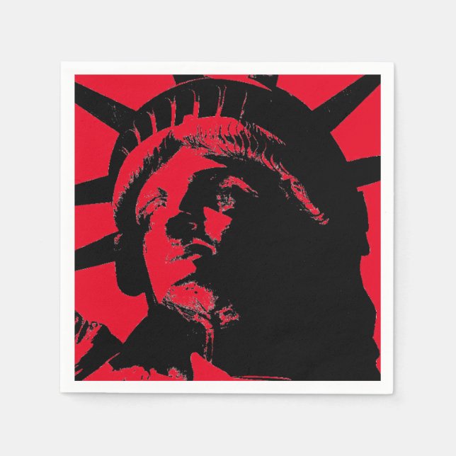 Black & Red Pop Art Statue of Liberty Napkins (Front)