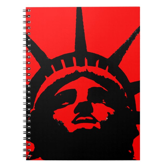 Black Red Pop Art Statue of Liberty Notebook (Front)