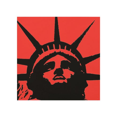 Black Red Pop Art Statue of Liberty Wood Canvas