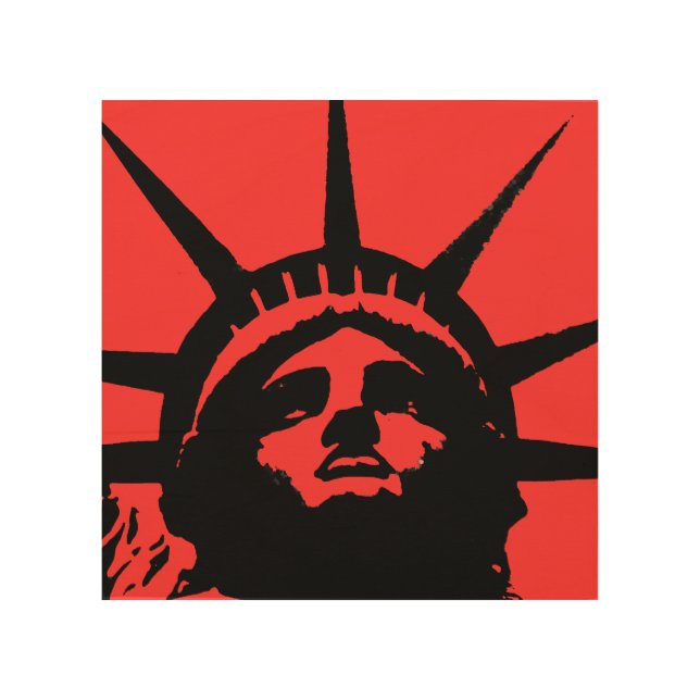 Black Red Pop Art Statue of Liberty Wood Canvas (Front)