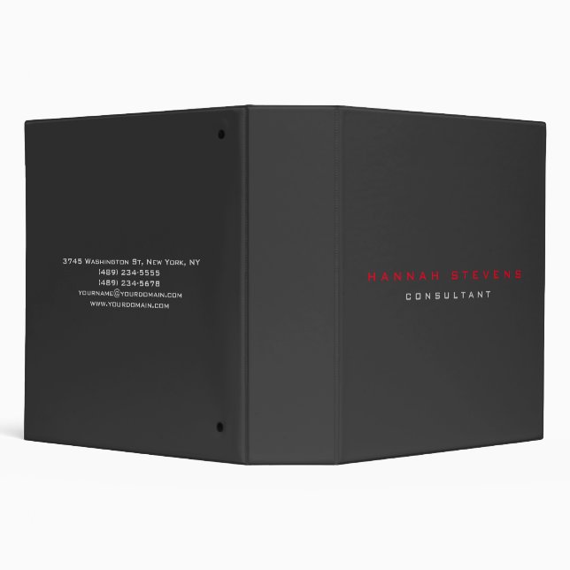 Black Red Professional Minimalist 3 Ring Binder (Background)