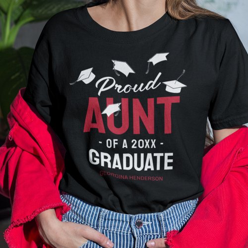 Black Red Proud Aunt 2024 Graduate T_Shirt