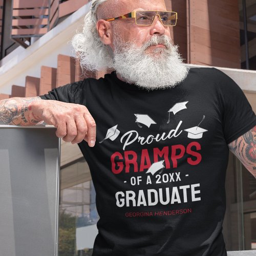 Black Red Proud Gramps 2024 Graduate T_Shirt