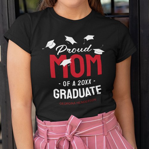 Black Red Proud Mom 2024 Graduate T_Shirt