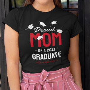 Black Red Proud Mom 2025 Graduate T-Shirt
