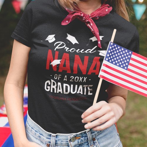 Black Red Proud Nana 2024 Graduate T_Shirt
