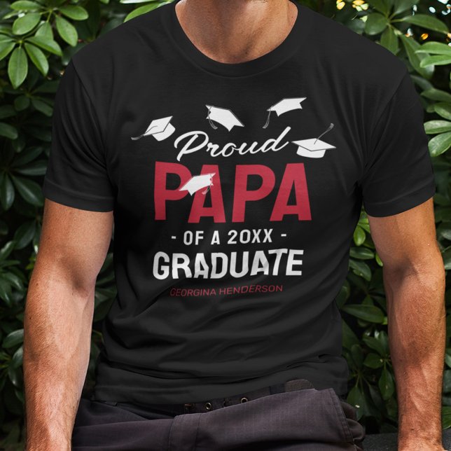 Black Red Proud Papa 2026 Graduate T-Shirt (Creator Uploaded)